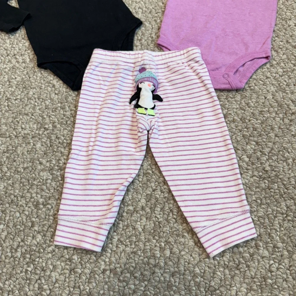 Carter's Baby Girl‎ Winter Outfit Set Bodysuit & Pants Penguin Size 6 Months